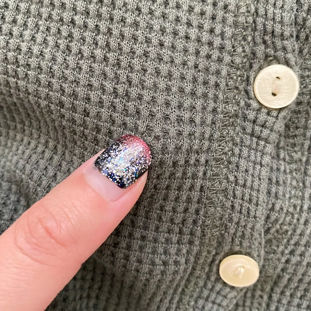 Vintage Abercrombie Y2K 90s Sage Green Button Front Thermal Waffle Knit Shirt - Picture 11 of 11
